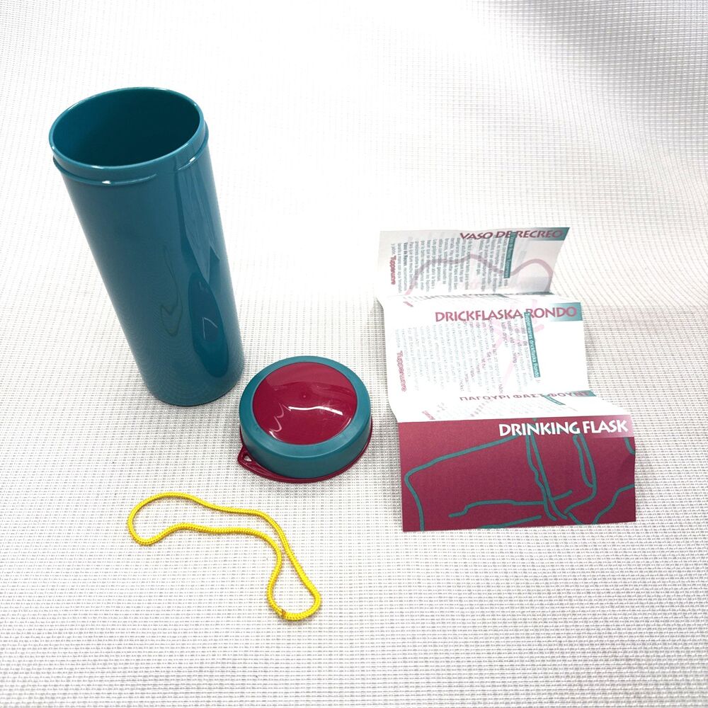Vintage Tupperware Teal Pink Drinking Travel Flask Tumbler 2355-5 NOS New Rare